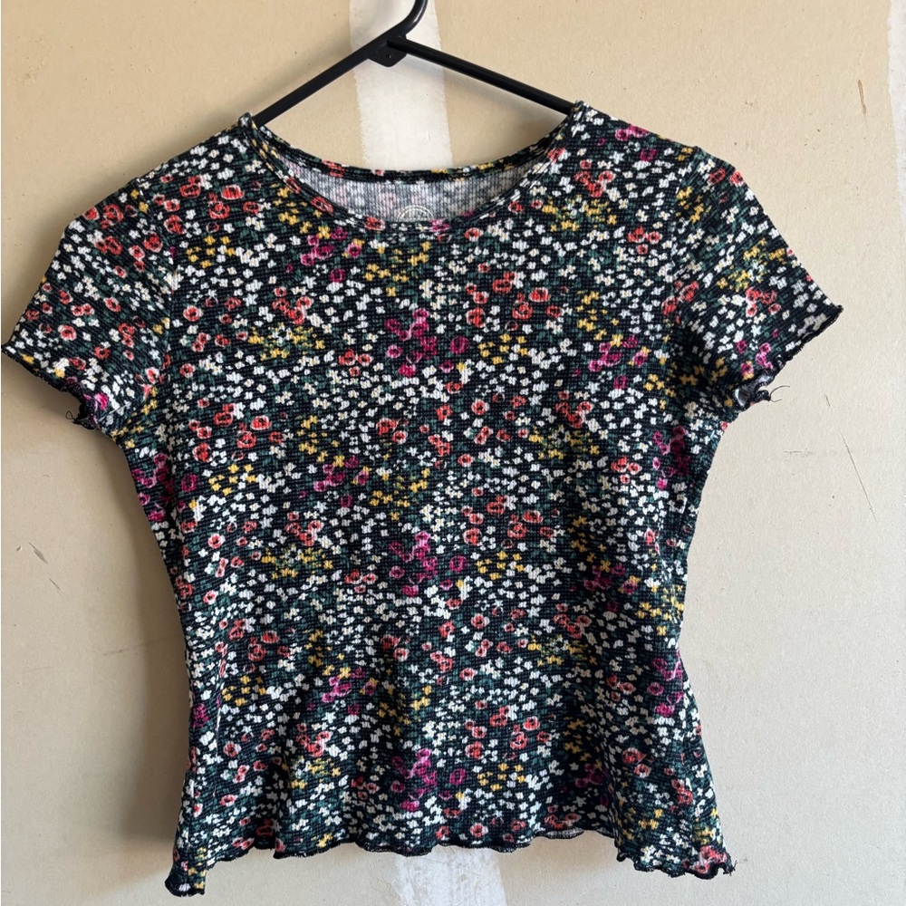 Wonder Nation Floral Print Blouse - Black, Pink, Yellow